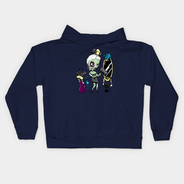 Funny Cartoon Lady Kids Hoodie by Tpixx